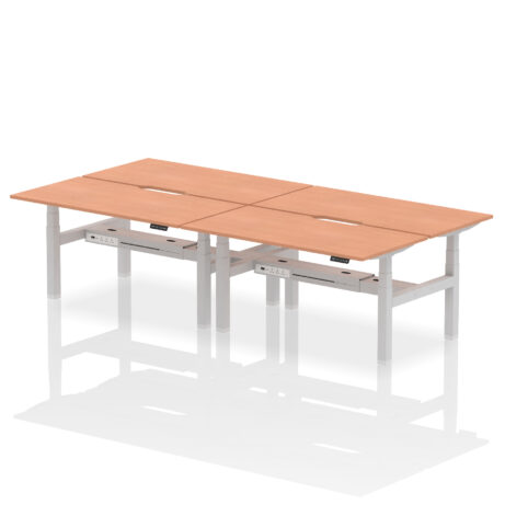 Air Back-to-Back Scalloped Edge Height Adjustable Bench Desk – 4 Person