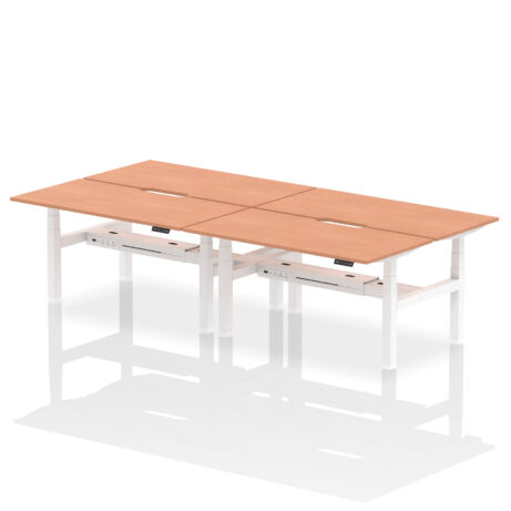 Air Back-to-Back Scalloped Edge Height Adjustable Bench Desk – 4 Person