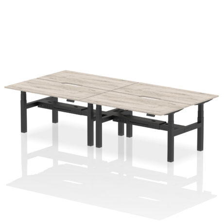 Air Back-to-Back Scalloped Edge Height Adjustable Bench Desk – 4 Person