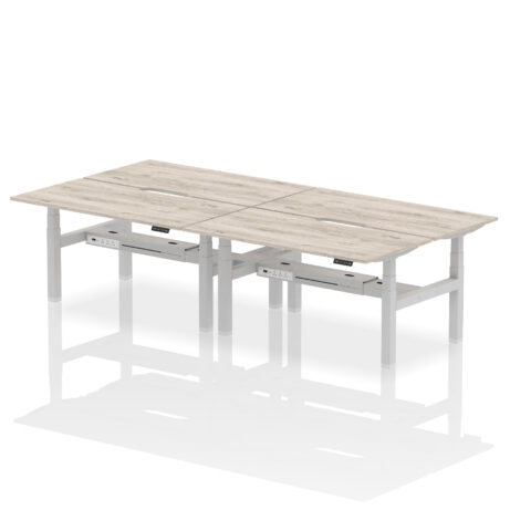 Air Back-to-Back Scalloped Edge Height Adjustable Bench Desk – 4 Person