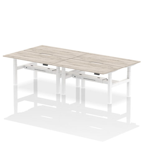 Air Back-to-Back Scalloped Edge Height Adjustable Bench Desk – 4 Person