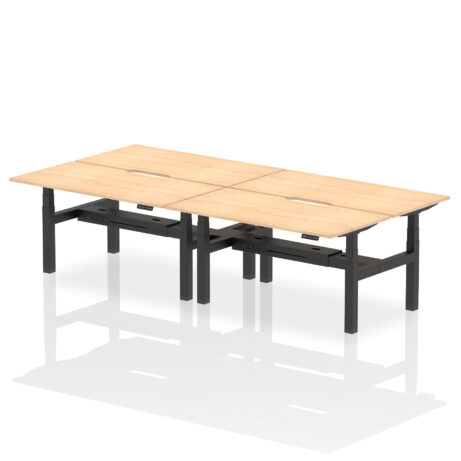 Air Back-to-Back Scalloped Edge Height Adjustable Bench Desk – 4 Person