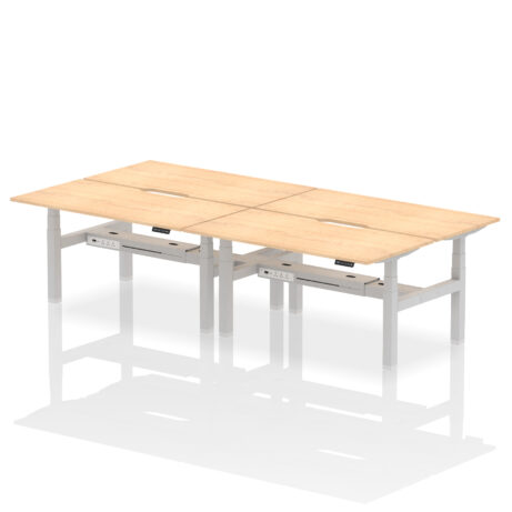 Air Back-to-Back Scalloped Edge Height Adjustable Bench Desk – 4 Person