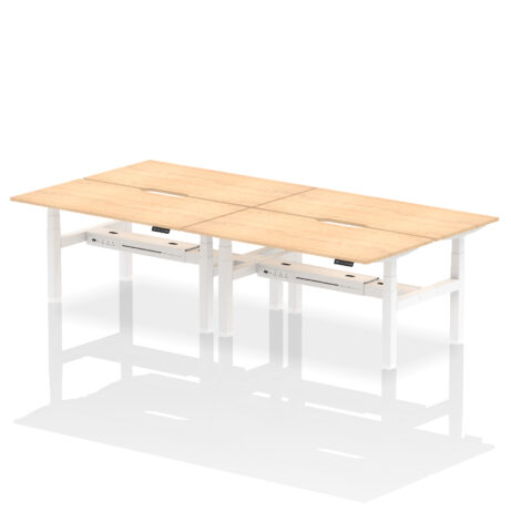 Air Back-to-Back Scalloped Edge Height Adjustable Bench Desk – 4 Person