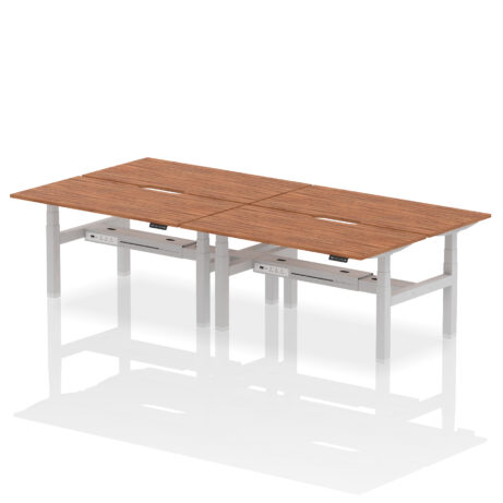 Air Back-to-Back Scalloped Edge Height Adjustable Bench Desk – 4 Person