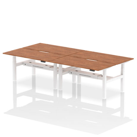 Air Back-to-Back Scalloped Edge Height Adjustable Bench Desk – 4 Person