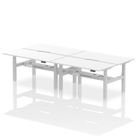 Air Back-to-Back Scalloped Edge Height Adjustable Bench Desk – 4 Person