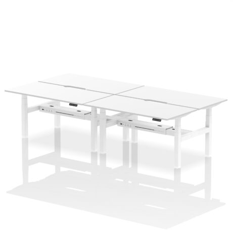 Air Back-to-Back Scalloped Edge Height Adjustable Bench Desk – 4 Person