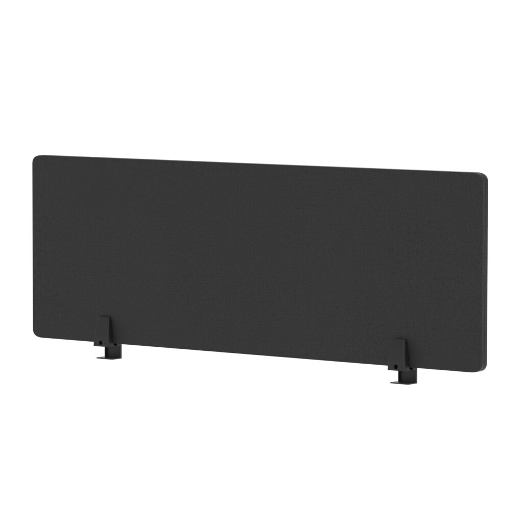 Black Air Desktop Screen, 400mm high, 1200mm wide, features a sleek design with two supporting feet.