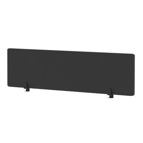 Air Desktop Screen, 400mm high, 1600mm wide, in black. Suitable for workspace privacy and organization.