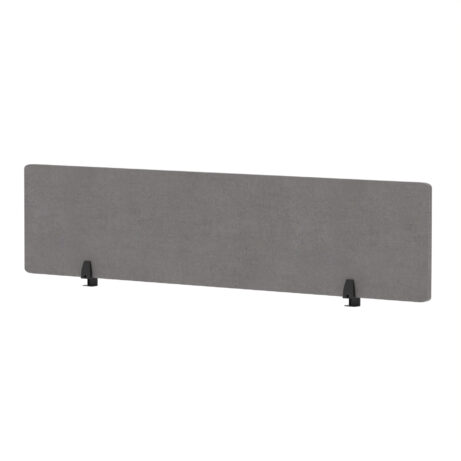 Air Desktop Screen, 400mm high, 1800mm wide, grey colour, supported by two black feet.