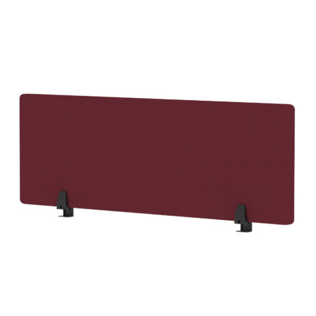 Air Desktop Screen, 400mm high, 1200mm wide, in bespoke Ginseng Chilli fabric with black supports.