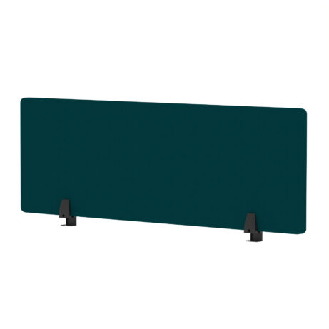 Air Desktop Screen, 400mm high, 1200mm wide, bespoke Maringa teal fabric with black supports.