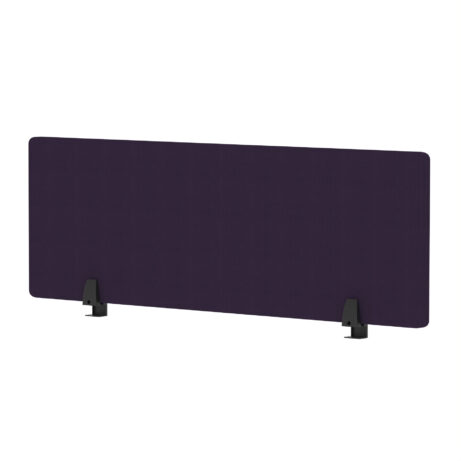 Air Desktop Screen, 400mm high, 1200mm wide, bespoke Tansy Purple fabric with black legs.