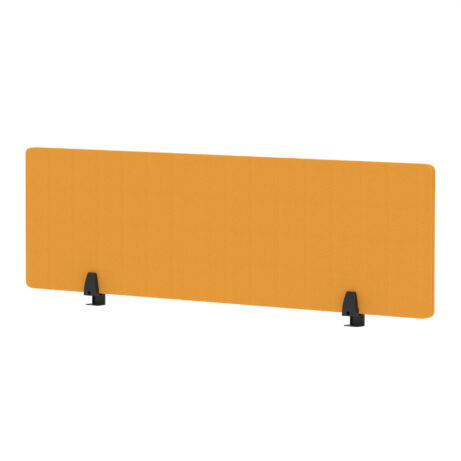 Air Desktop Screen in 400mm height, 1400mm width, Bespoke Senna Yellow Fabric with black supports.