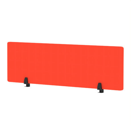 Bespoke Tabasco Orange fabric Air Desktop Screen, 400mm high and 1400mm wide, featuring black supports.