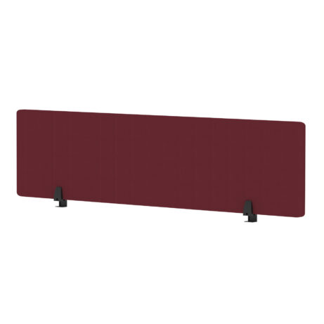 Air Desktop Screen, 400mm high, 1600mm wide, in Bespoke Ginseng Chilli fabric with black supports.