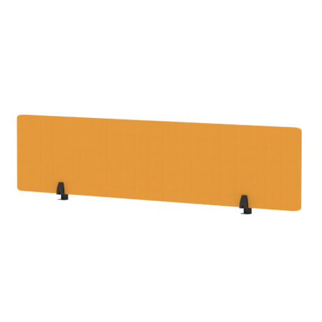 Air Desktop Screen, 400mm high, 1800mm wide, bespoke Senna Yellow fabric, with black stands.