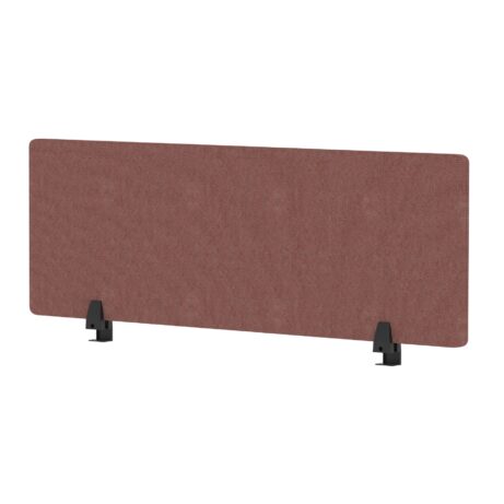 Air Desktop Screen, 400mm high, 1200mm wide, in bespoke Rivet Forge fabric, with black supports.