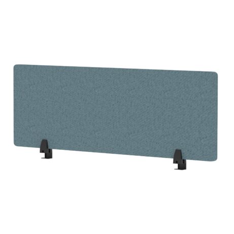 Air Desktop Screen in Bespoke Rivet Quench Fabric, 400mm high, 1200mm wide, with black supports.