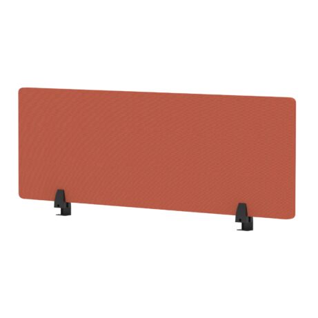 Air Desktop Screen, 400mm high, 1200mm wide, in Bespoke Quest Crab Fabric with black legs.