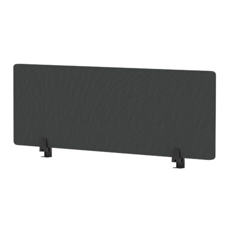 400mm high Air Desktop Screen in bespoke Quest Mussel fabric, width 1200mm, featuring sturdy black supports.
