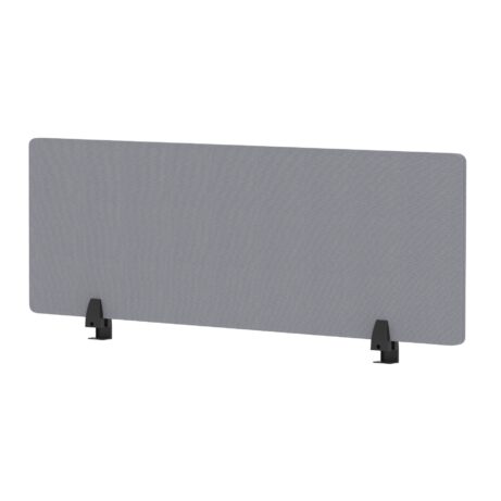Air Desktop Screen, 400mm high, 1200mm wide, in bespoke Quest Shell fabric, featuring black supports.