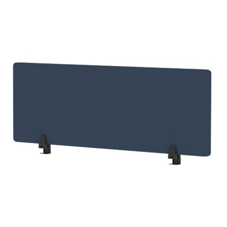 Air Desktop Screen, 400mm high, 1200mm wide, in bespoke Quest Whelk fabric with black supports.