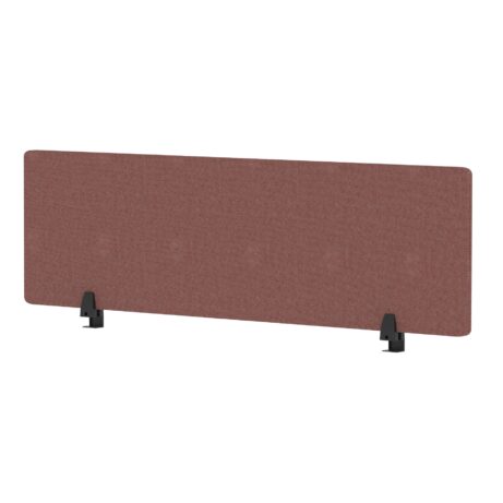 Air Desktop Screen - 400mm high, 1400mm wide, in bespoke Rivet Forge fabric with black supports.
