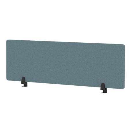 Air Desktop Screen, 400mm high, 1400mm wide, in Bespoke Rivet Quench Fabric with black supports.