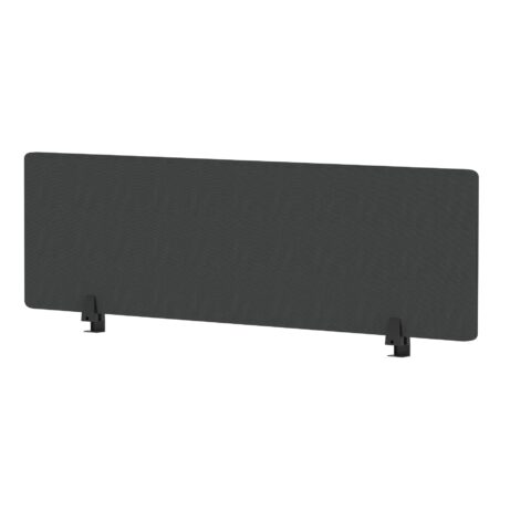 Air Desktop Screen, 400mm high, 1400mm wide, in bespoke Quest Mussel fabric with black mounting legs.
