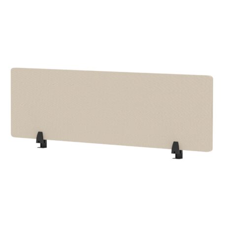 Air Desktop Screen 400mm high, 1400mm width, in bespoke Quest Salt fabric with black supports.