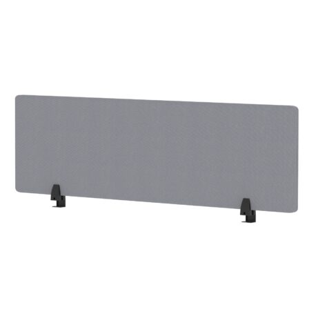 Air Desktop Screen - 400mm high, 1400mm wide, in bespoke Quest shell fabric, featuring black mounts.