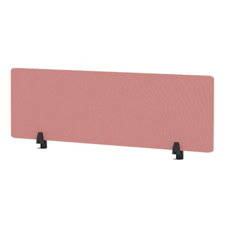 400mm high Air Desktop Screen, 1400mm wide, in bespoke Quest Shrimp fabric with black supports.