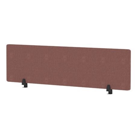 Air Desktop Screen - 400mm high, 1600mm wide, in Bespoke Rivet Forge Fabric with black support stands.