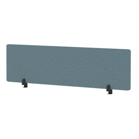 Air Desktop Screen, 400mm high, 1600mm wide, in Bespoke Rivet Quench Fabric with black supports.