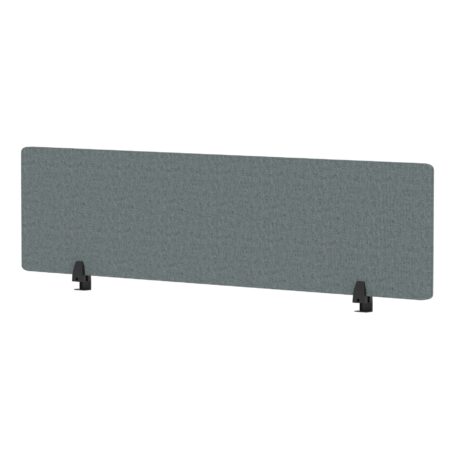 Air Desktop Screen, 400mm high, 1600mm wide, in bespoke rivet tensile fabric with black supports.