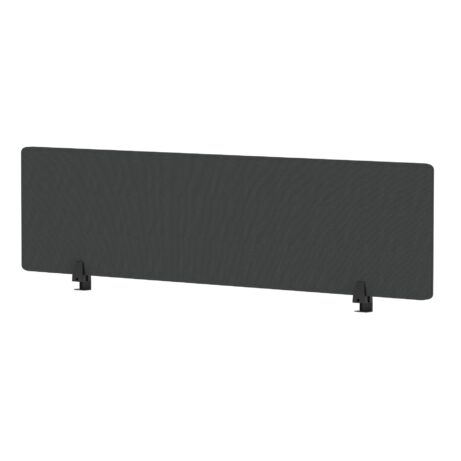 Air Desktop Screen, 400mm high, 1600mm wide, in bespoke Quest Mussel fabric with black supports.