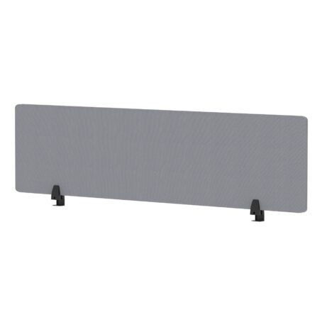 Air Desktop Screen, 400mm high, 1600mm wide, bespoke Quest shell fabric, with black supports.