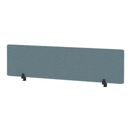 Air Desktop Screen, 400mm high, 1800mm wide, in bespoke Rivet Quench fabric with black supports.