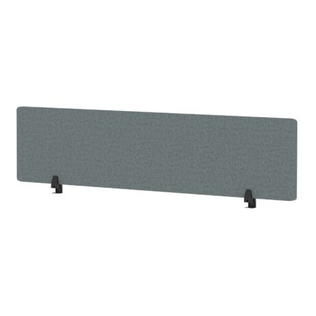 Air Desktop Screen in bespoke rivet tensile fabric, 400mm high, 1800mm wide, featuring black supports.