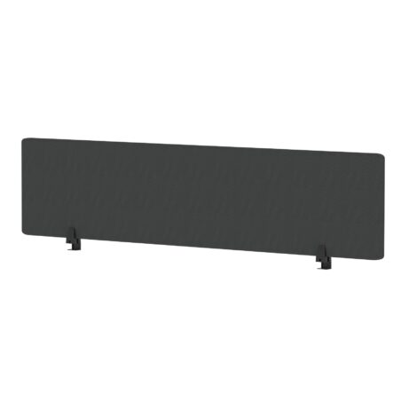 Air Desktop Screen in Bespoke Quest Mussel Fabric, 400mm high, 1800mm wide, supported by black legs.