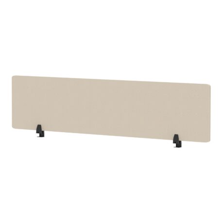 Air Desktop Screen, 400mm high, 1800mm wide, bespoke Quest Salt fabric, featuring black supports.
