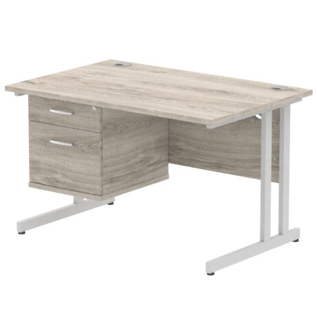 Impulse 1200mm Cantilever Straight Desk With Single Fixed Pedestal