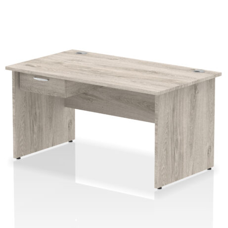 Impulse Panel End Straight Desk Frame With Single One Drawer Fixed Pedestal