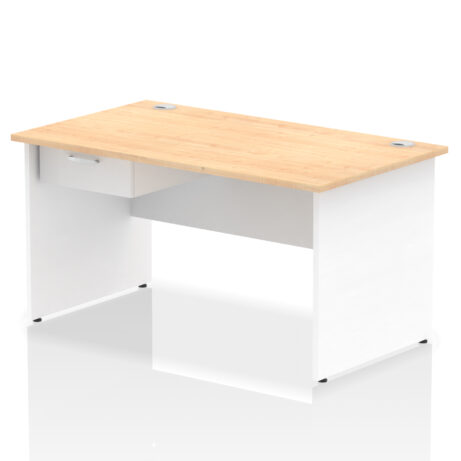 Impulse Panel End Straight Desk Frame With Single One Drawer Fixed Pedestal
