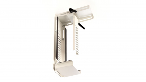 White Impulse PC Holder with adjustable mounting for secure placement and ventilation.