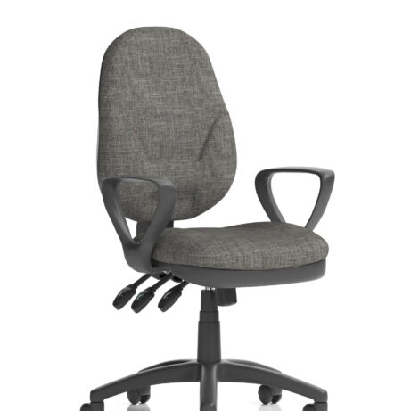 Eclipse Plus XL High Back Task Operator Chair in charcoal fabric with loop arms and height-adjustable seat.