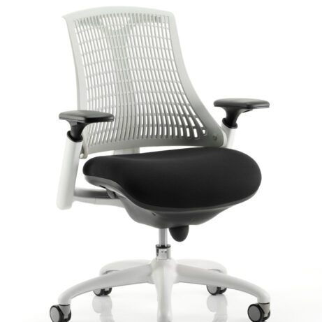 Flex Medium Back White Frame Task Operator Office Chair with Arms