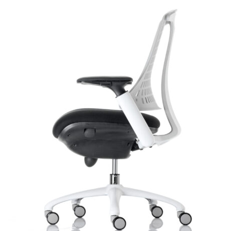 Flex Medium Back White Frame Task Operator Office Chair with Arms